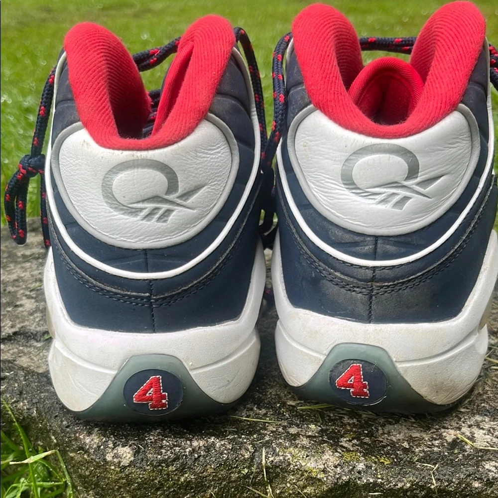 Reebok Question Mid USA Size 11.5 Navy and Red Athletic Sneakers - Picture 5 of 9